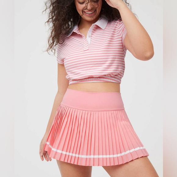 Aerie Offline All Aces pleated mini tennis skirt skort shorts light pink Large L - Picture 2 of 6